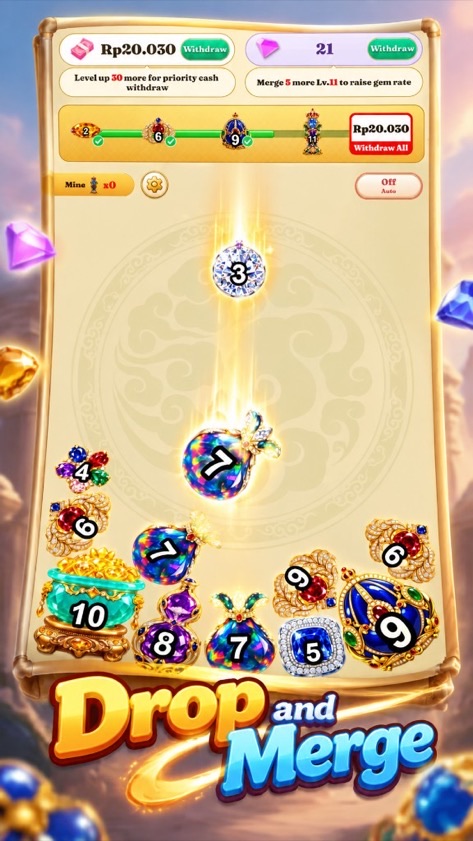Screenshot: drop and merge session